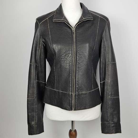 Andrew Marc New York blackleather coat size medium